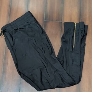 ZYIA Black Joggers with Gold Zipper